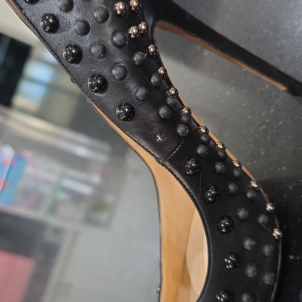 Jimmy Choo Abel Black Studded Leather Pointed Toe Stiletto Pumps Heels Size 8 - Picture 8 of 10